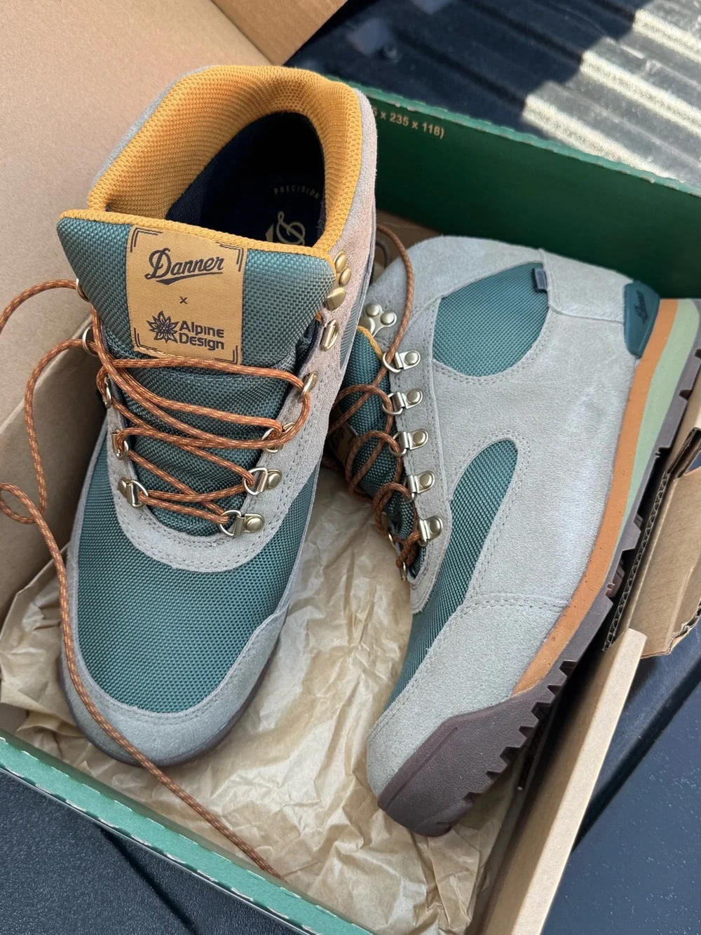Danner Men's Suede and Mesh Hiking Boots - Gray and Green
